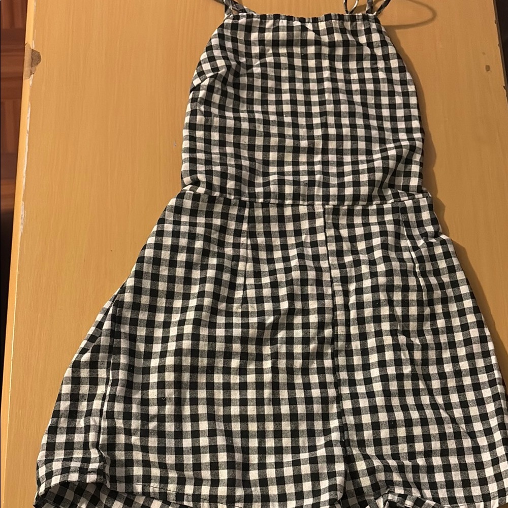 Black and White Checkered Sleeveless romper